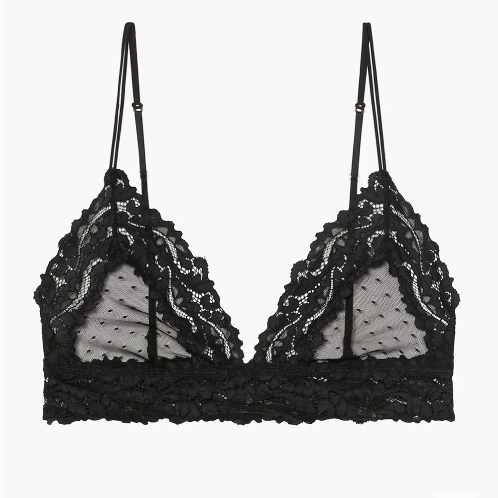 Savage X Fenty Black Caviar Dotted Mesh Bralette & Thong Two Piece Set Bundle - Picture 7 of 16